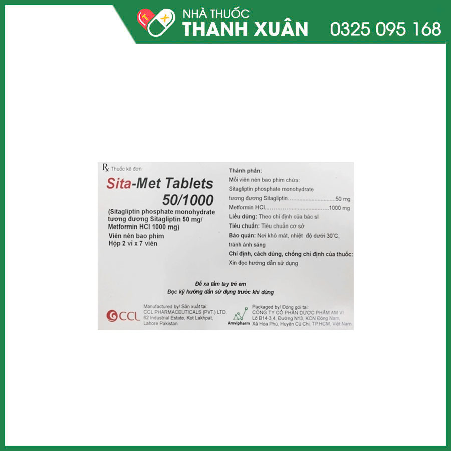 Sita-Met Tablets 50/1000 thuốc điều trị đái tháo đường tuýp 2